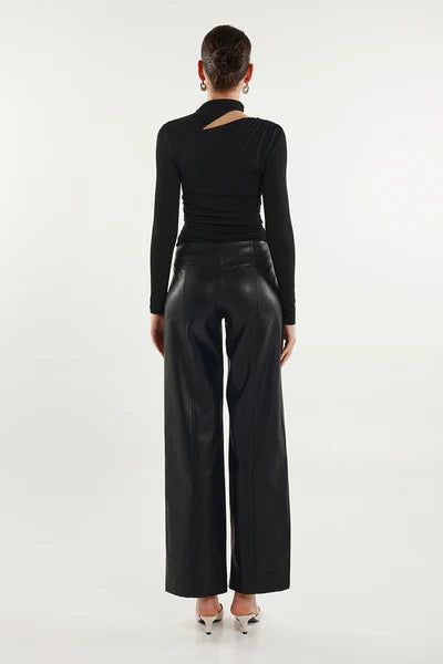 Black split front long sleeve top